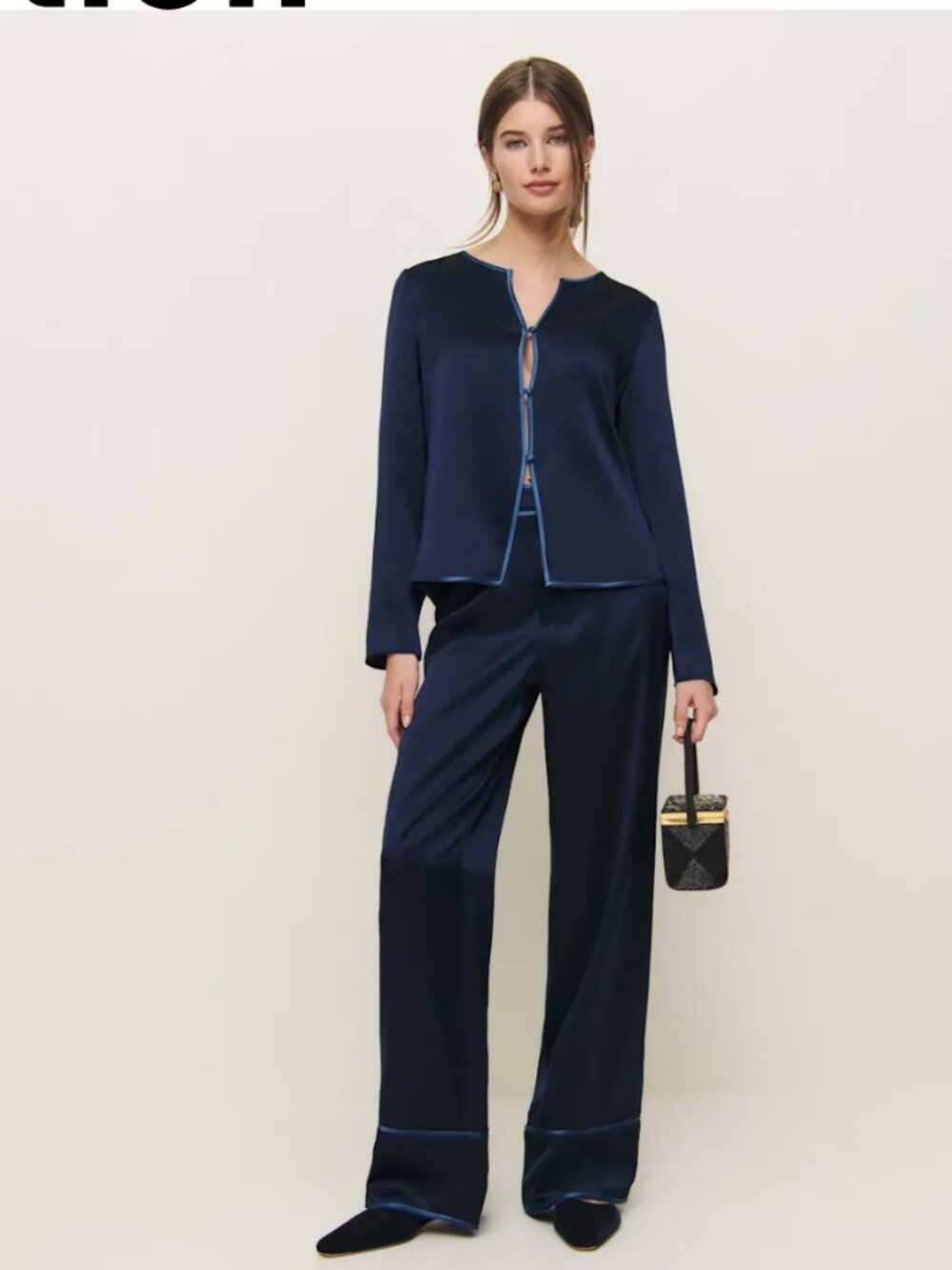 Reformation Eloise Silk Two Piece Blue - Size 0
